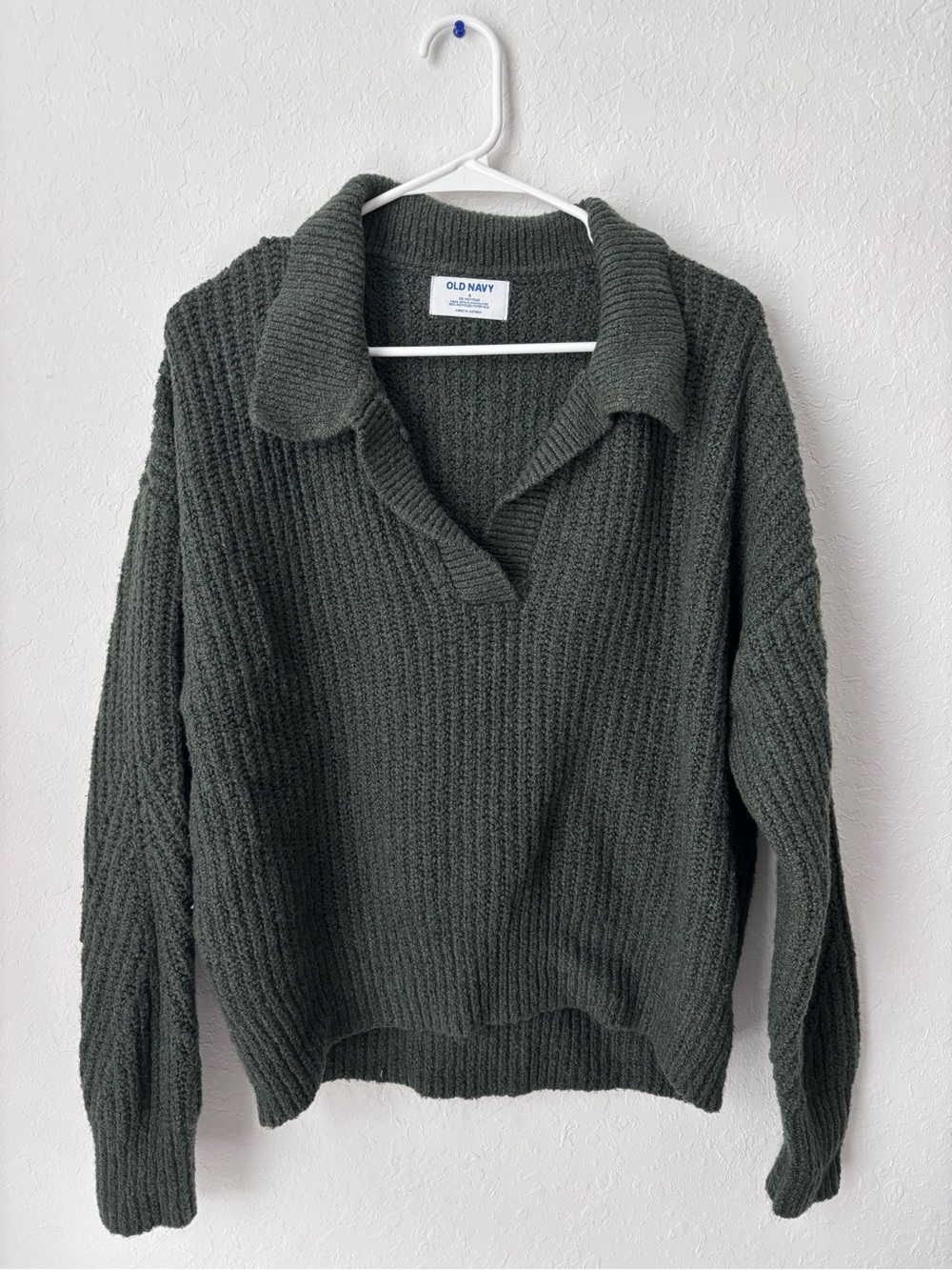 Old Navy Women's Hunter Green Ribbed Collared Sweater Size Small